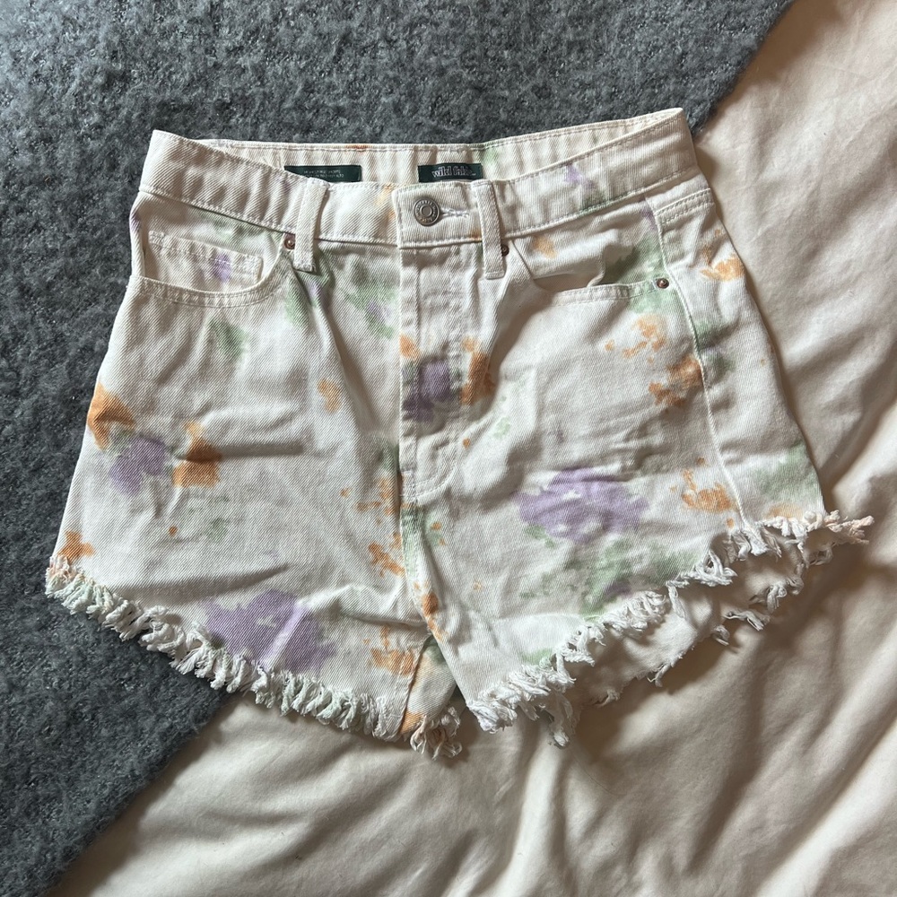 Wild Fable - Tie dye - white denim festival shorts
